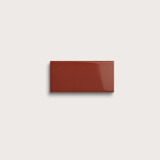 Raspberry Beret ceramic tile sample, gloss finish