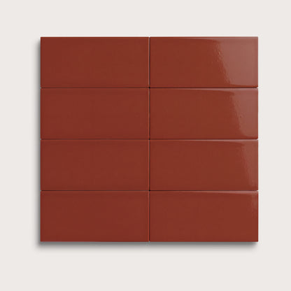 Raspberry Beret ceramic tile, 2 by 4 inches, gloss finish