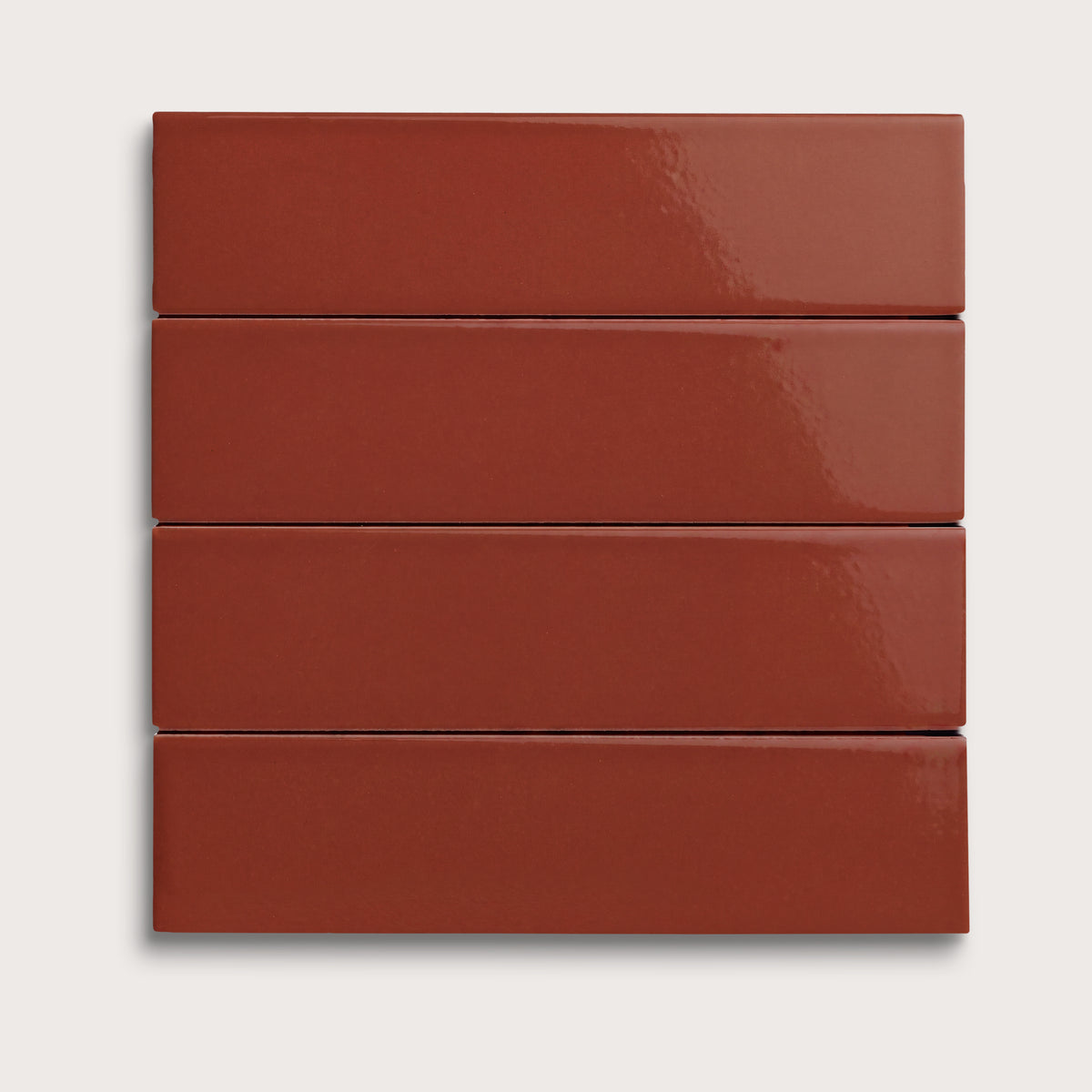 Raspberry Beret ceramic tile, 2 by 8 inches, gloss finish