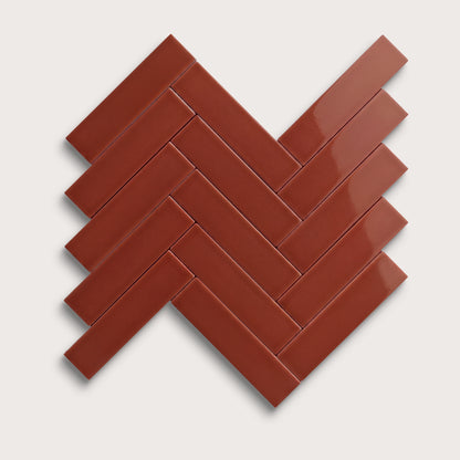 Raspberry Beret ceramic tile, 2 by 8 inches, gloss finish
