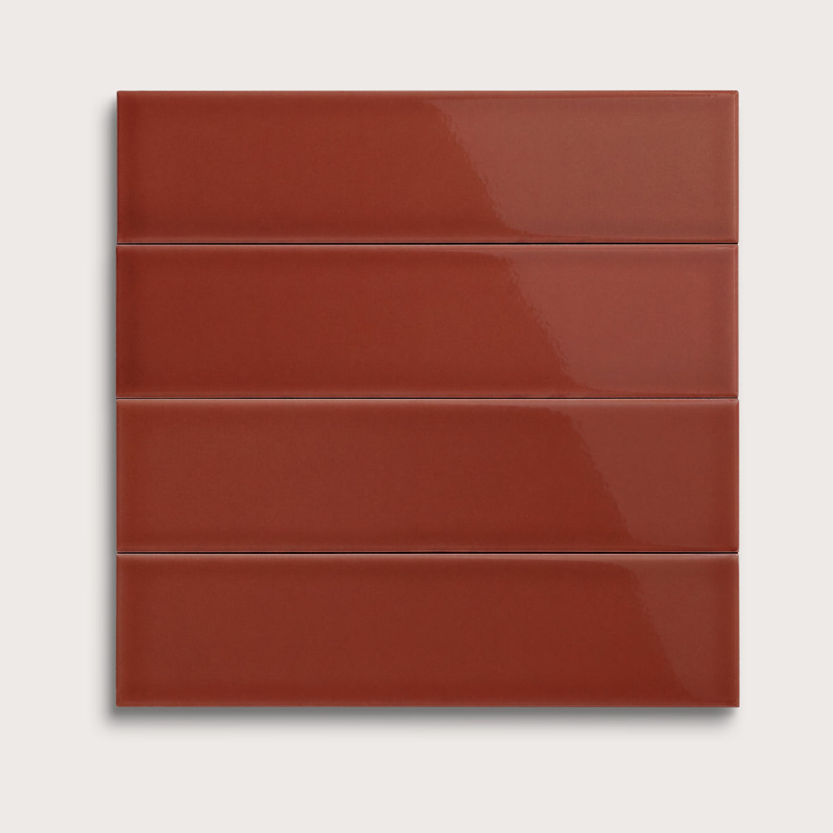 Raspberry Beret ceramic tile, 3 by 12 inches, gloss finish