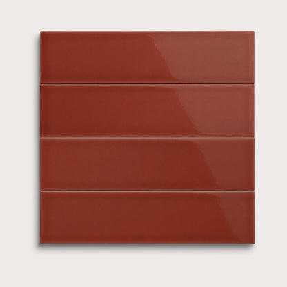 Raspberry Beret ceramic tile, 3 by 12 inches, gloss finish