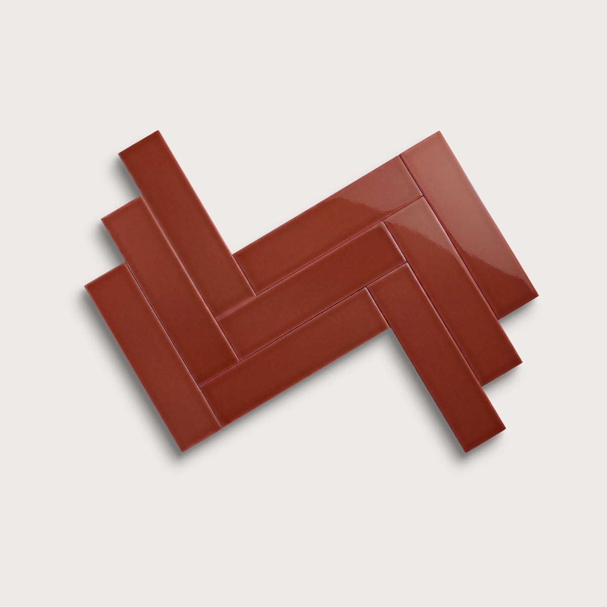 Raspberry Beret ceramic tile, 3 by 12 inches, gloss finish