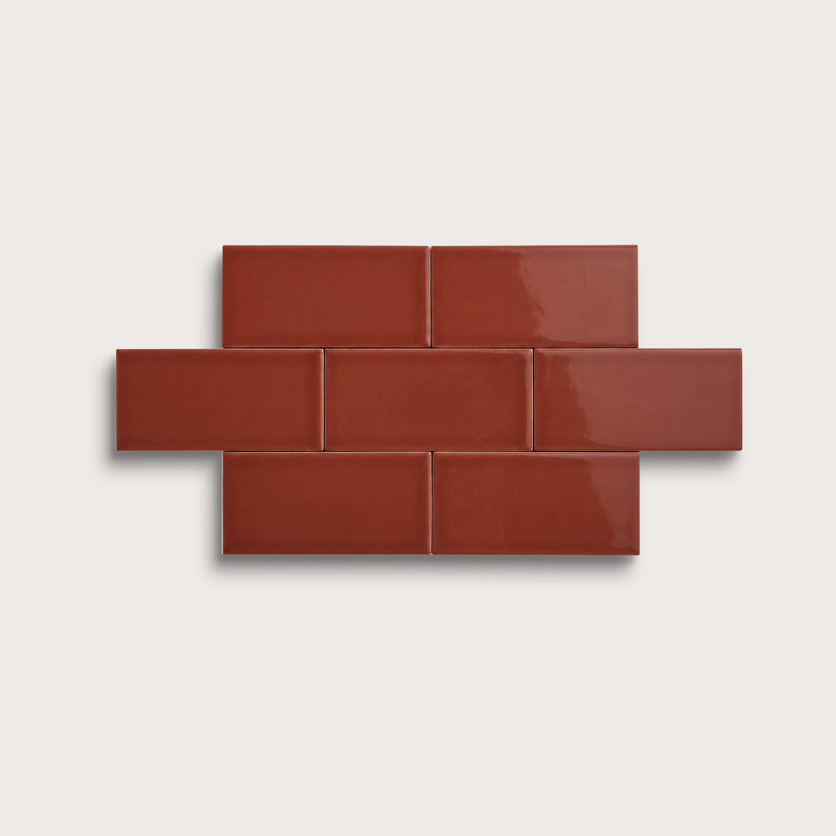 Raspberry Beret ceramic tile, 3 by 6 inches, gloss finish