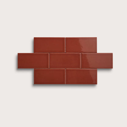 Raspberry Beret ceramic tile, 3 by 6 inches, gloss finish