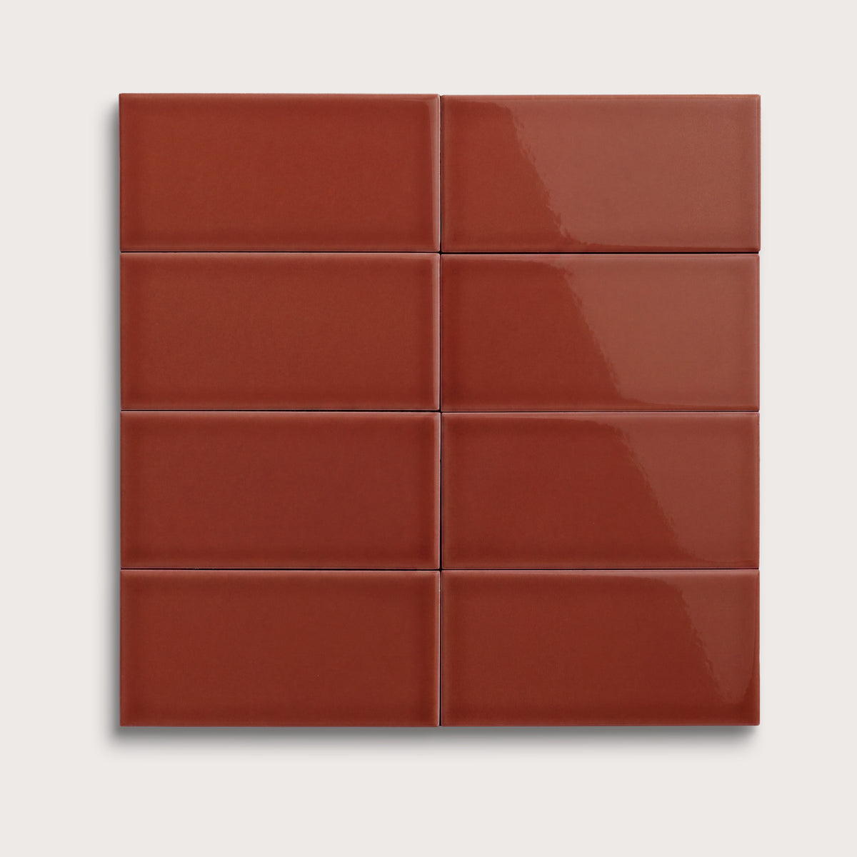 Raspberry Beret ceramic tile, 3 by 6 inches, gloss finish