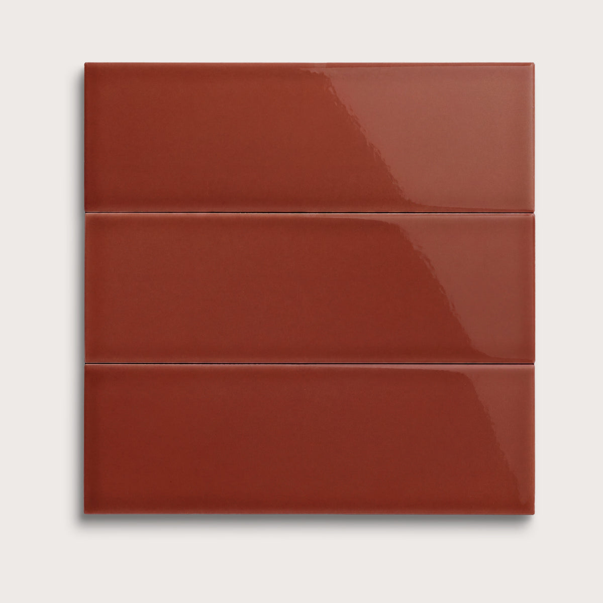 Raspberry Beret ceramic tile, 4 by 12 inches, gloss finish