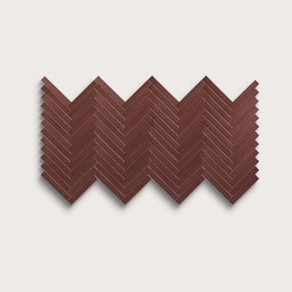 Red Red Wine ceramic tile, 1 by 6 inch herringbone mosaic, matte finish