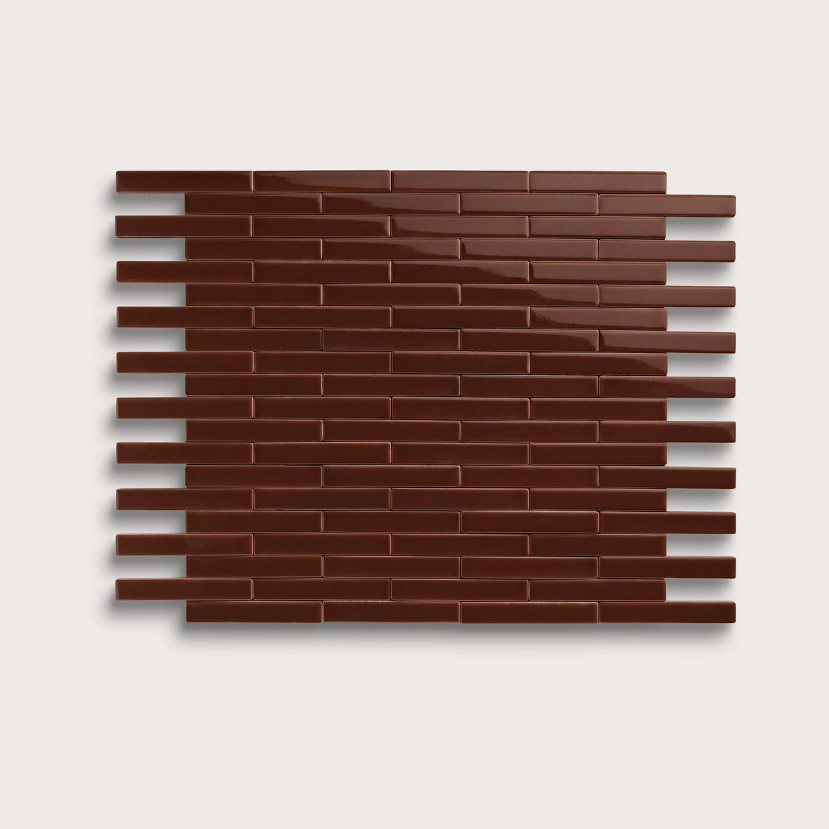 Red Red Wine ceramic tile, 1 by 6 inch subway mosaic, gloss finish
