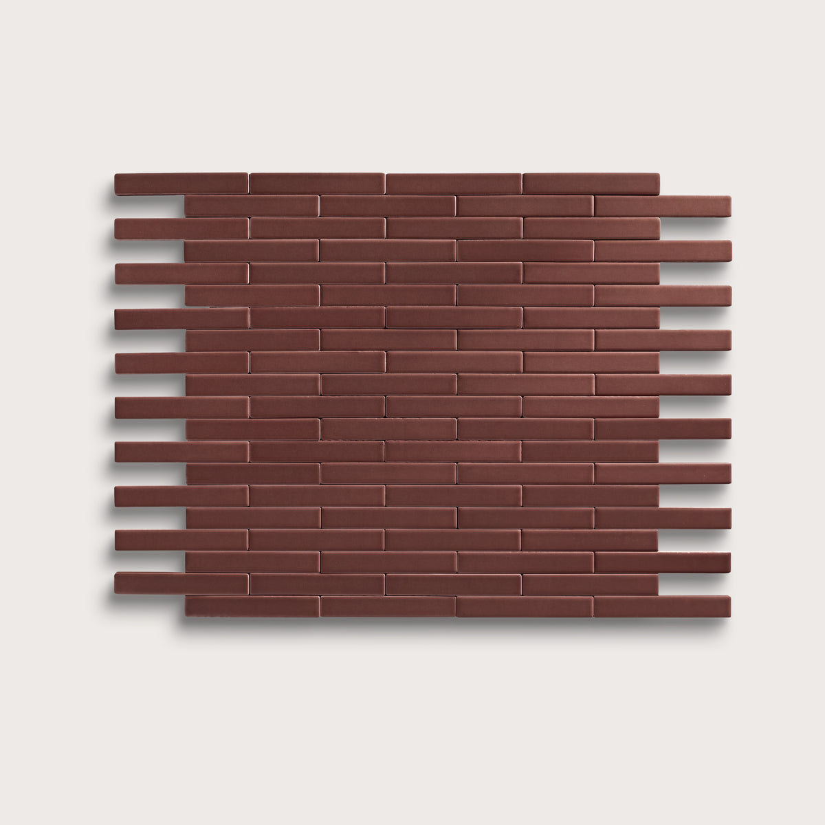 Red Red Wine ceramic tile, 1 by 6 inch subway mosaic, matte finish