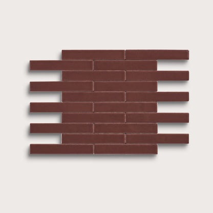 Red Red Wine ceramic tile, 1 by 6 inch subway mosaic, matte finish