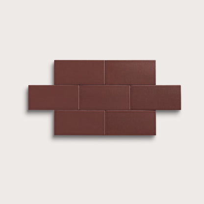 Red Red Wine ceramic tile, 3 by 6 inches, matte finish