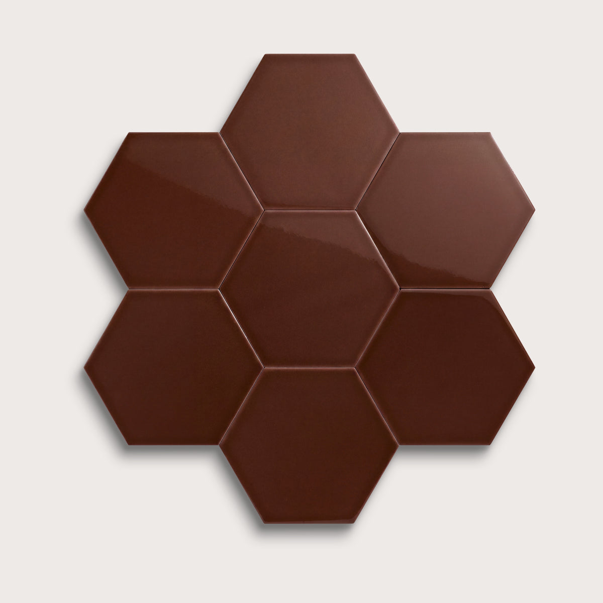Red Red Wine ceramic tile, 8 inch hex, gloss finish