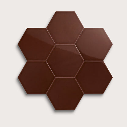 Red Red Wine ceramic tile, 8 inch hex, gloss finish