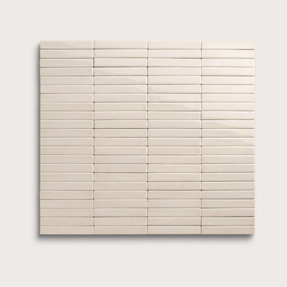 Shell ceramic tile, 1 by 6 inch stacked mosaic, gloss finish