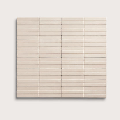Shell ceramic tile, 1 by 6 inch stacked mosaic, matte finish