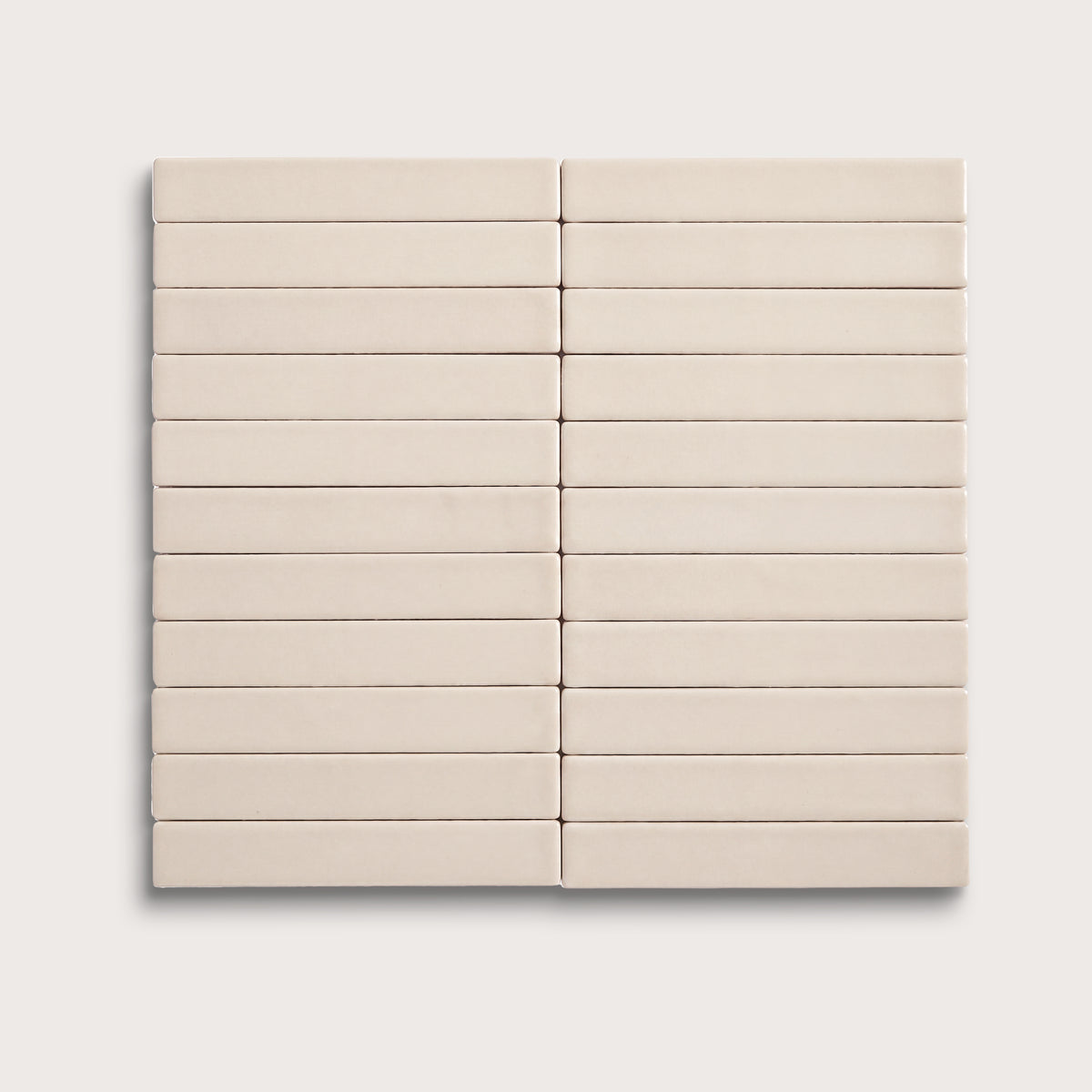 Shell ceramic tile, 1 by 6 inch stacked mosaic, matte finish