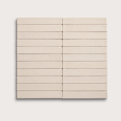 Shell ceramic tile, 1 by 6 inch stacked mosaic, matte finish