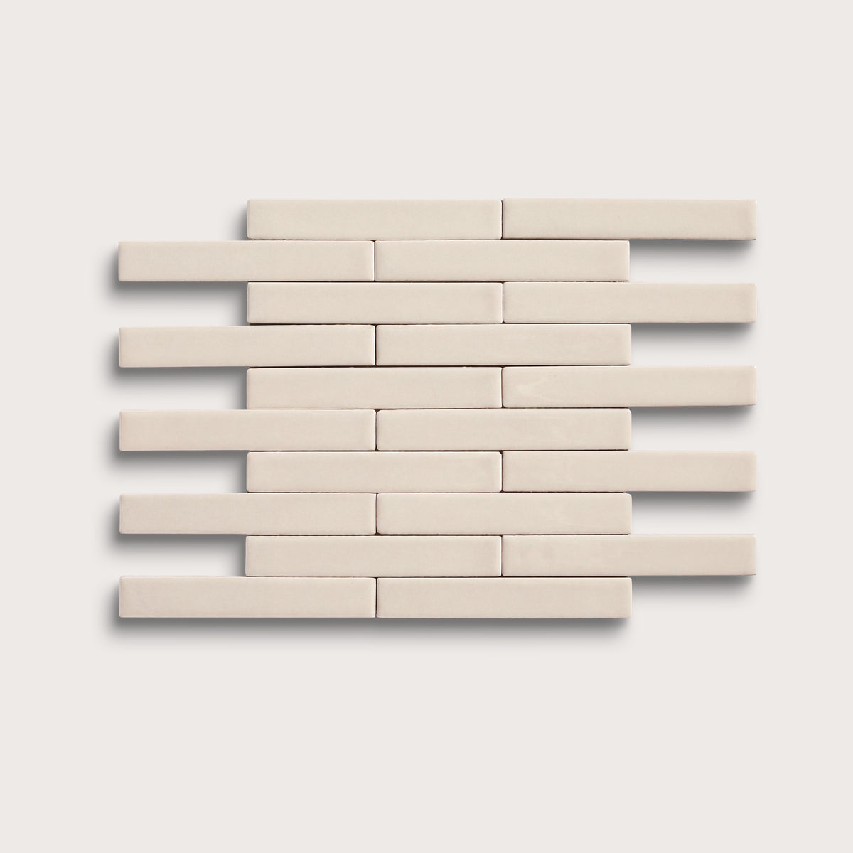 Shell ceramic tile, 1 by 6 inch subway mosaic, matte finish