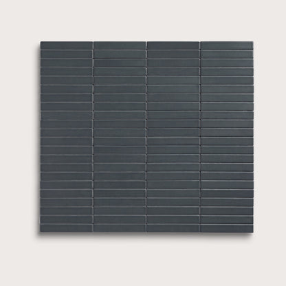 Smoke ceramic tile, 1 by 6 inch stacked mosaic, matte finish
