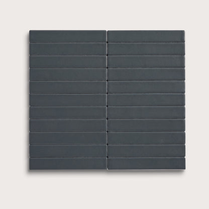 Smoke ceramic tile, 1 by 6 inch stacked mosaic, matte finish
