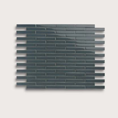 Smoke ceramic tile, 1 by 6 inch subway mosaic, gloss finish