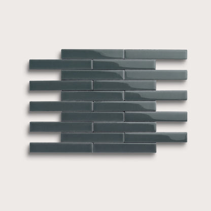 Smoke ceramic tile, 1 by 6 inch subway mosaic, gloss finish