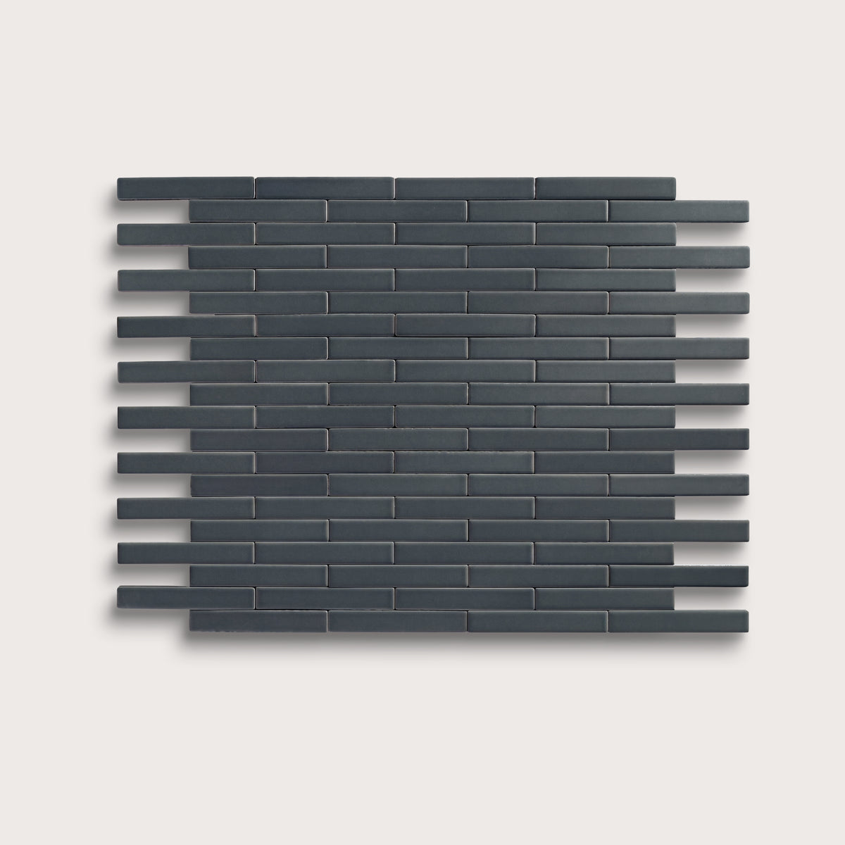 Smoke ceramic tile, 1 by 6 inch subway mosaic, matte finish
