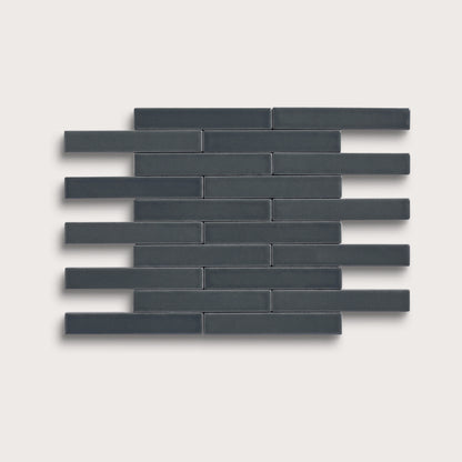 Smoke ceramic tile, 1 by 6 inch subway mosaic, matte finish