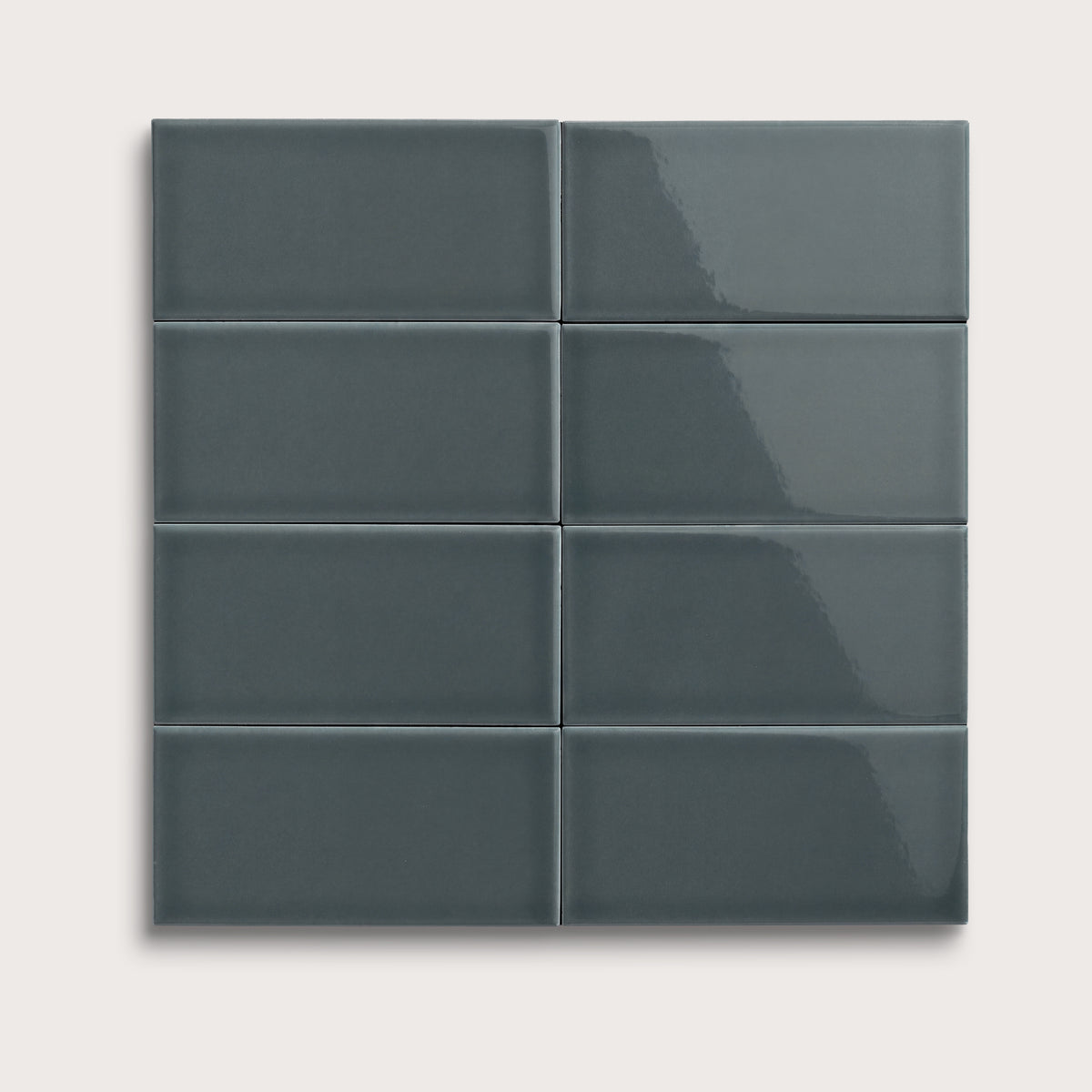 Smoke ceramic tile, 3 by 6 inches, gloss finish