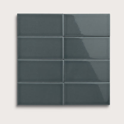 Smoke ceramic tile, 3 by 6 inches, gloss finish