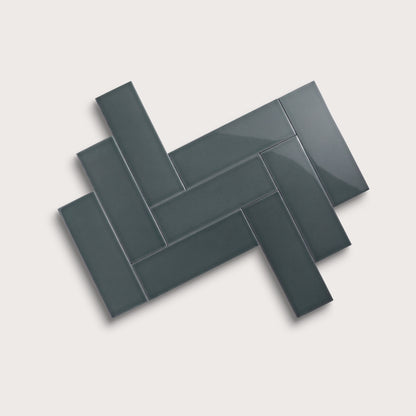 Smoke ceramic tile, 4 by 12 inches, gloss finish