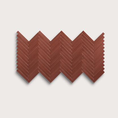 Spice ceramic tile, 1 by 6 inch herringbone mosaic, matte finish