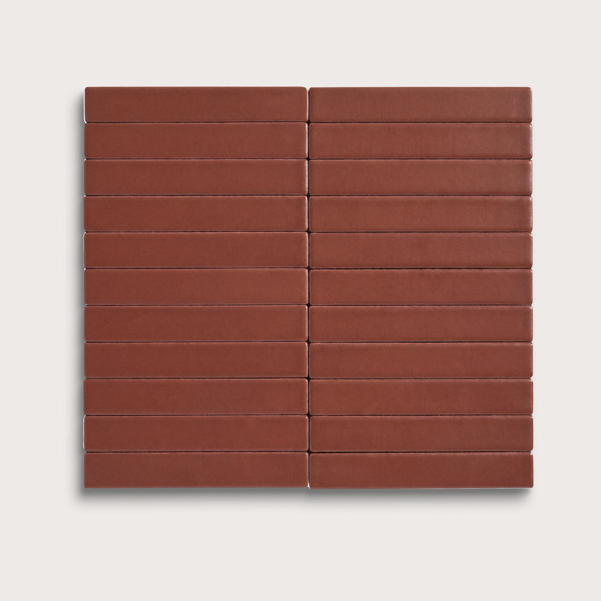 Spice ceramic tile, 1 by 6 inch stacked mosaic, matte finish
