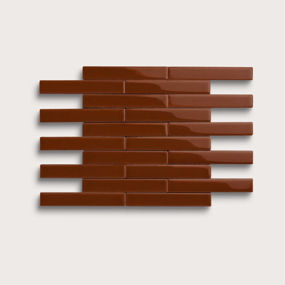Spice ceramic tile, 1 by 6 inch subway mosaic, gloss finish