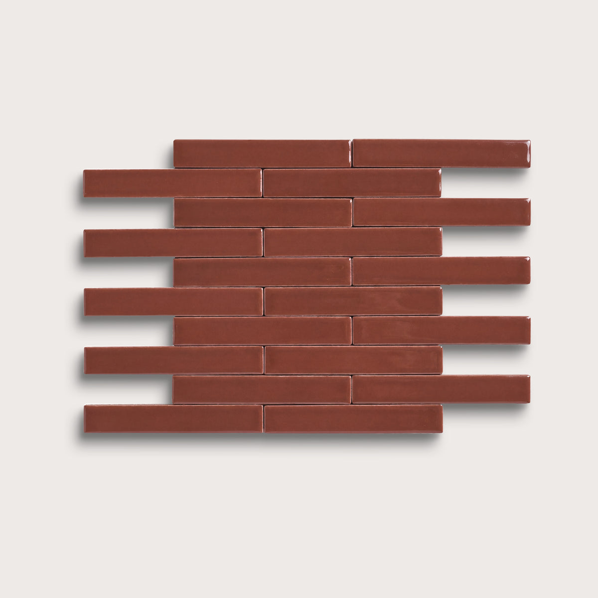 Spice ceramic tile, 1 by 6 inch subway mosaic, matte finish