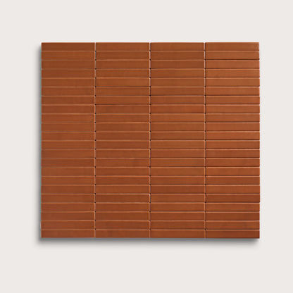 Saddle ceramic tile, 1 by 6 inch stacked mosaic, matte finish