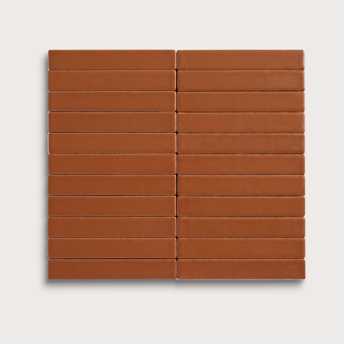 Saddle ceramic tile, 1 by 6 inch stacked mosaic, matte finish