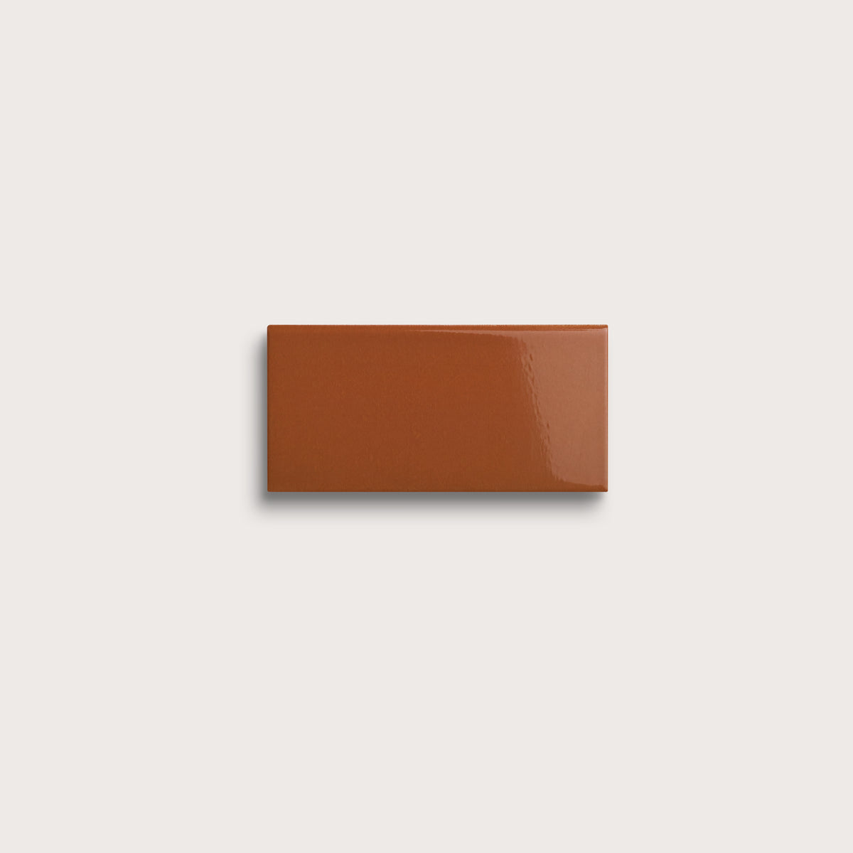 Terracotta ceramic tile sample, gloss finish