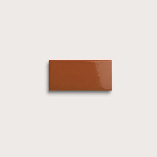 Terracotta ceramic tile sample, gloss finish
