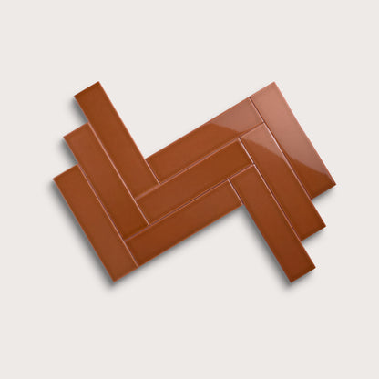 Saddle ceramic tile, 3 by 12 inches, gloss finish