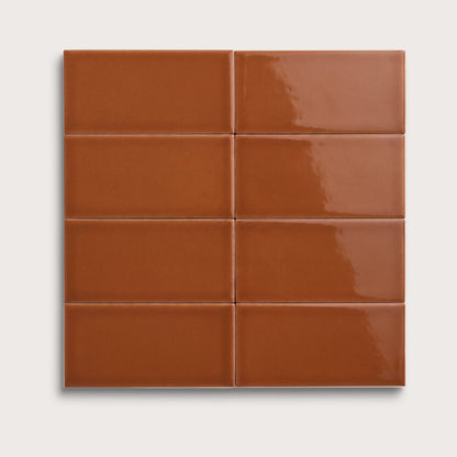 Saddle ceramic tile, 3 by 6 inches, gloss finish