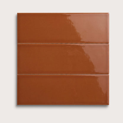 Saddle ceramic tile, 4 by 12 inches, gloss finish