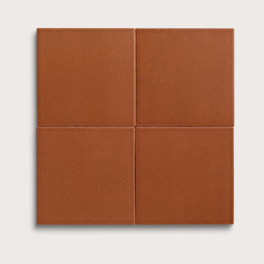 Terracotta ceramic tile, 8 by 8 inches, matte finish