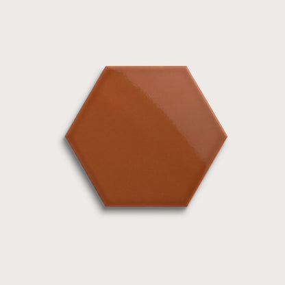 Saddle ceramic tile, 8 inch hex, gloss finish