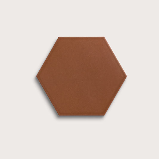Terracotta ceramic tile, 8 inch hex, matte finish