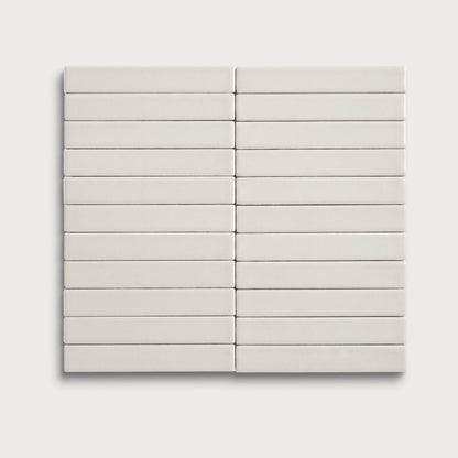 White ceramic tile, 1 by 6 inch stacked mosaic, matte finish