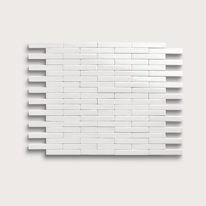 White ceramic tile, 1 by 6 inch subway mosaic, gloss finish