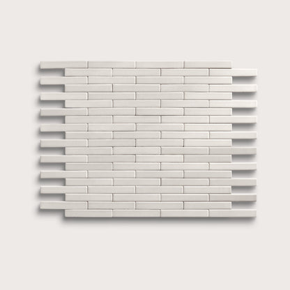 White ceramic tile, 1 by 6 inch subway mosaic, matte finish