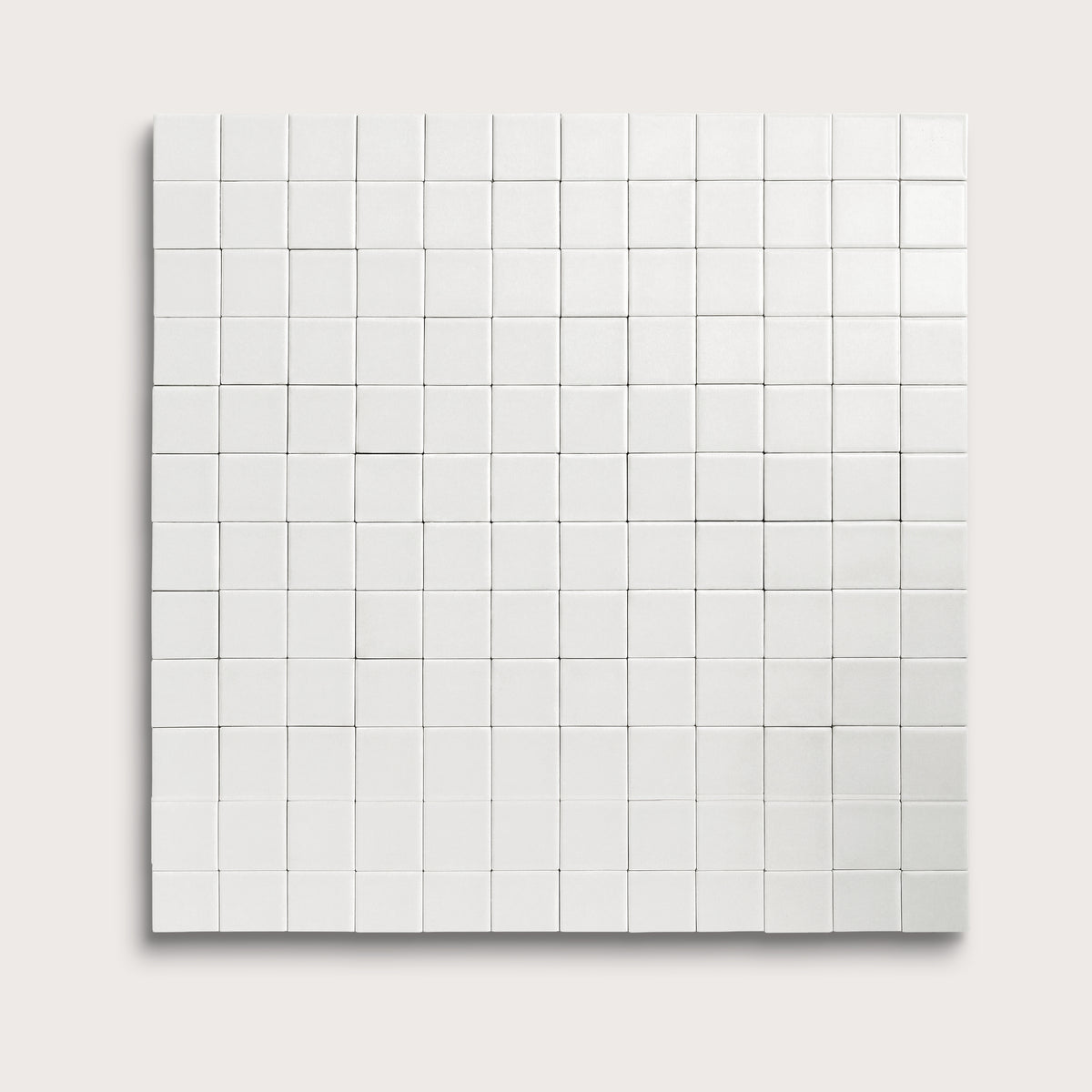 White ceramic tile, 2 by 2 inch mosaic, gloss finish